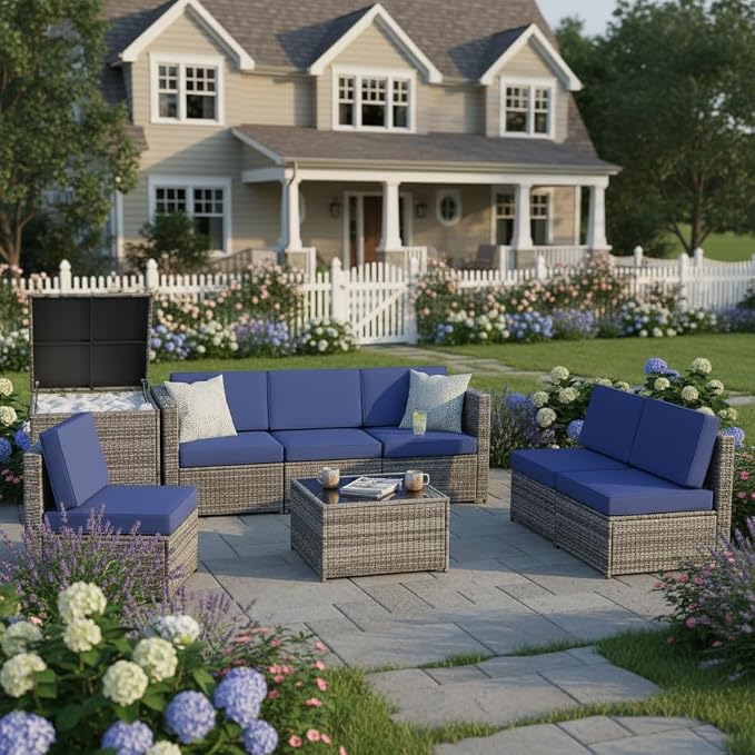 Tangkula 8 Pieces Wicker Patio Furniture Set - Image 2