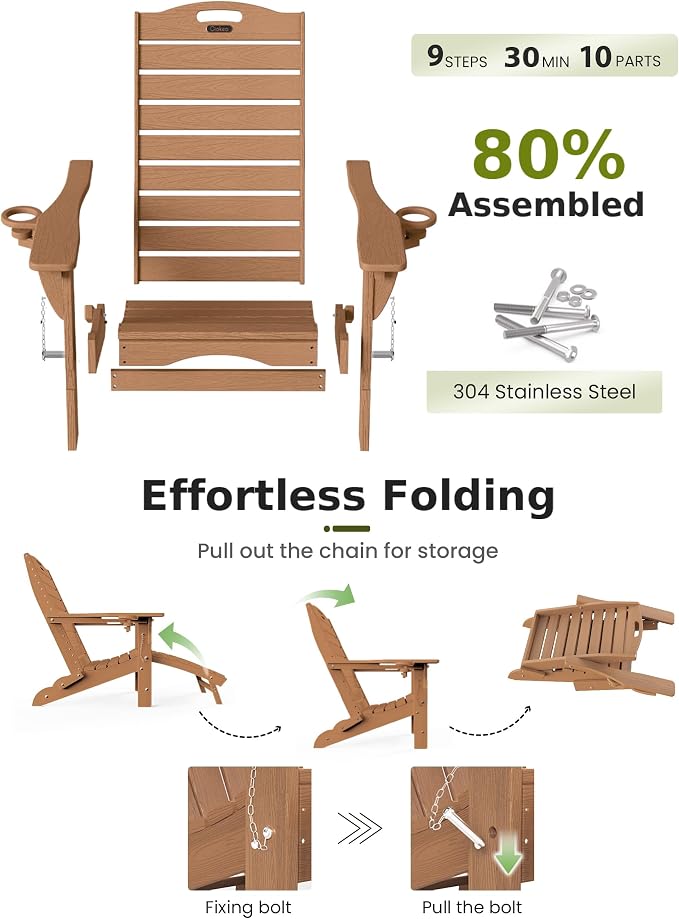 Ciokea Folding Adirondack Chair Set of 6 - Image 7