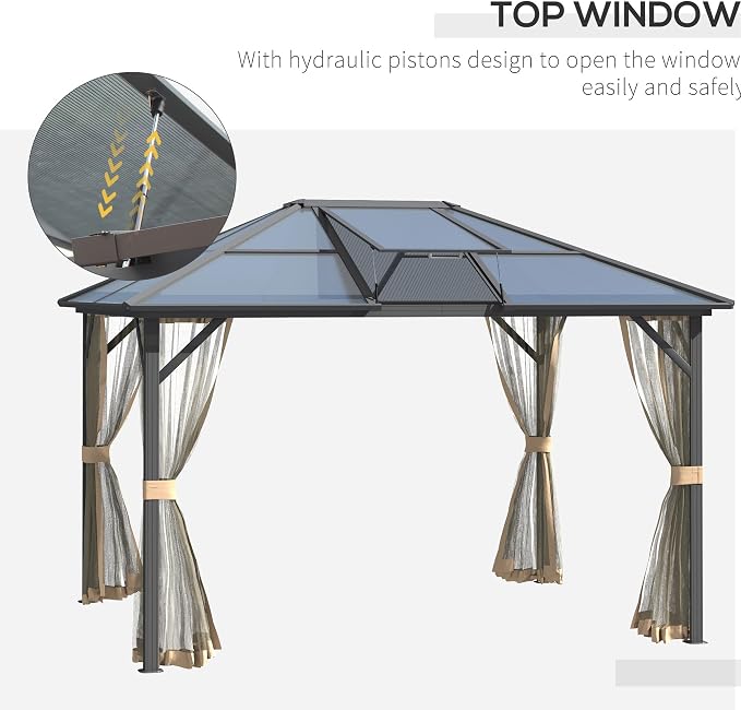 Outsunny 10' x 12' Hardtop Gazebo Canopy - Image 3