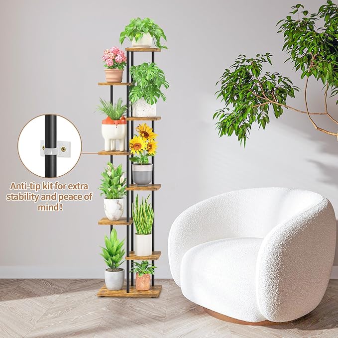 LASZOLA Black 7 Tiered Wood Plant Stand Indoor - Image 7