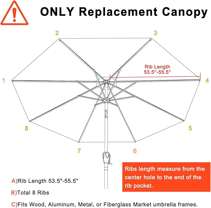 MASTERCANOPY Patio Umbrella 9 ft Replacement Canopy - Image 2