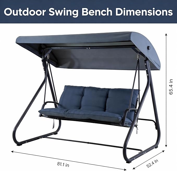 3-Seat Outdoor Convertible Swing Glider - Image 2