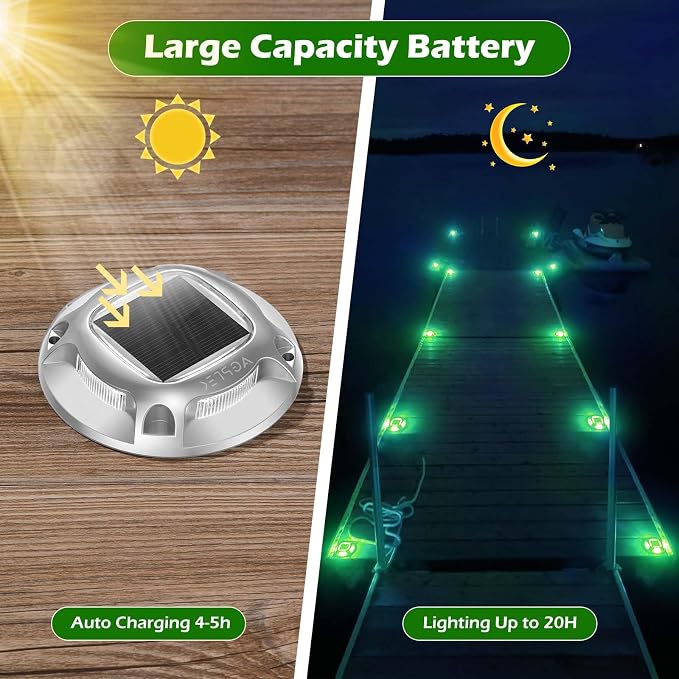 AGPTEK Solar Driveway Lights Outdoor 1 Pack, 2 Color Modes LED Deck Dock Marine - Image 5