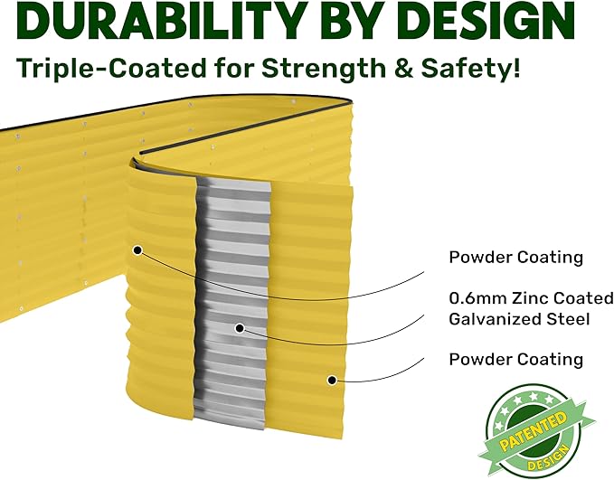 9-in-1 Galvanized Raised Garden Beds Outdoor // 8×2×2.5 ft Modular Planter - Image 4