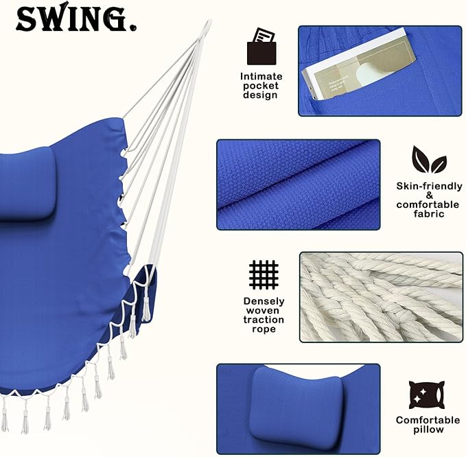 Hammock Chair with Stand, Heavy-Duty Hanging Chair with Stand, - Image 3