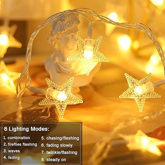Star String Lights Plug in - 33 ft 100 LED Star Fairy String Lights - Image 2