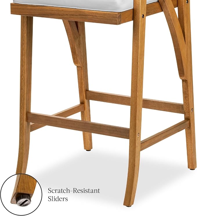 Best Choice Products Set of 2 Outdoor Acacia Wood Bar Stools Bar Chairs - Image 7
