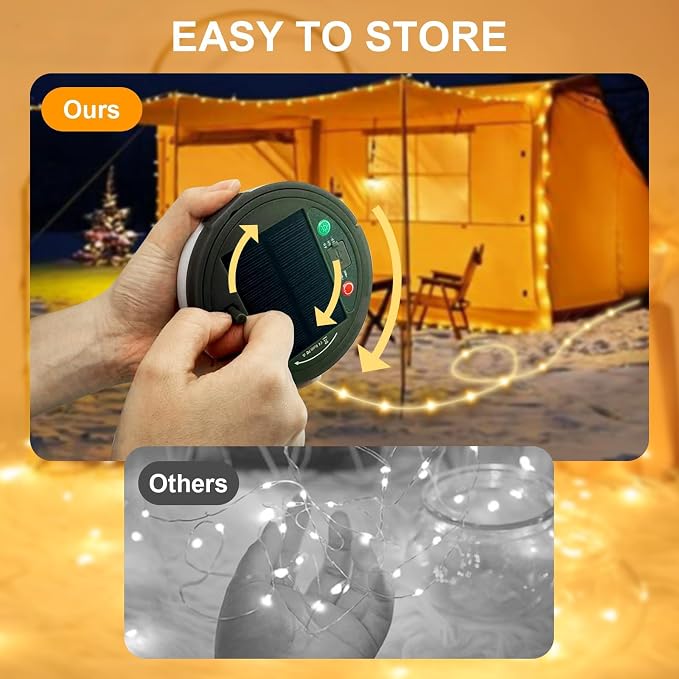 Solar Camping String Lights, Retractable Waterproof 33FT LED Camp Light - Image 4