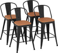 Outdoor Metal Bar Stools Set of 4, 24 inch Barstools Counter Height Bar Stool by POINTANT
