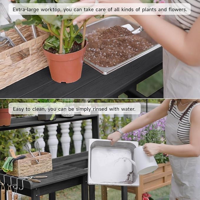 ONBRILL Potting Bench, Outdoor Potting Bench Table - Image 4