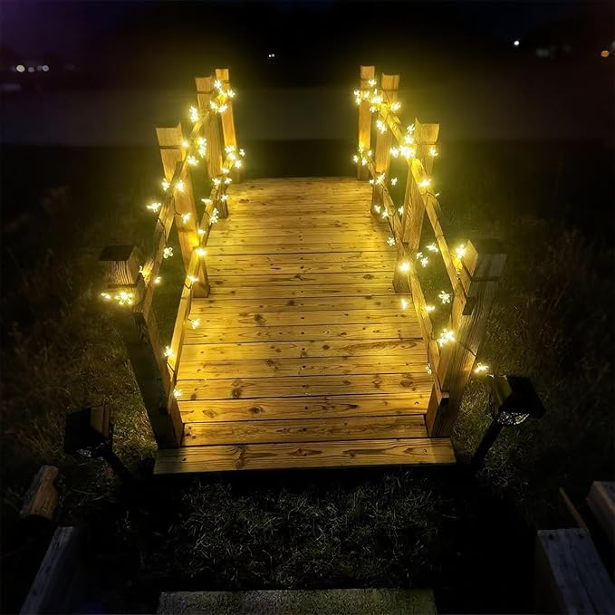 Solar Flower String Lights, 50 LED Outdoor Patio Lights Waterproof, Fairy Lights - Image 3