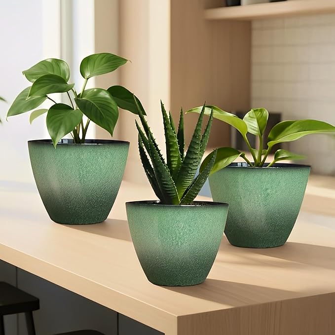 2 Pack Plant Pots for Indoor Outdoor Plants, 8 inch Plastic Flower Pots - Image 7