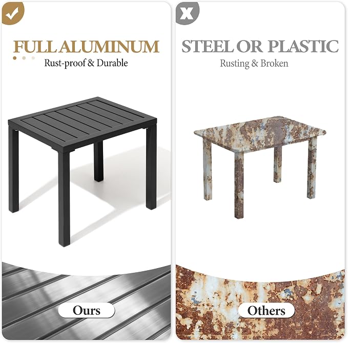 Crestlive Products Outdoor Side Table Set of 2, Aluminum Rectangular Side/End - Image 4