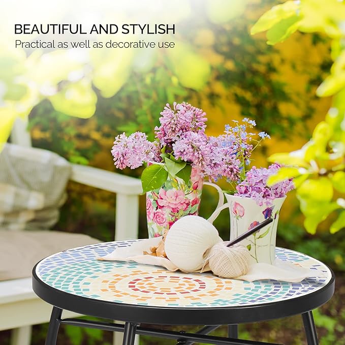 VINGLI Mosaic Accent Table, End Table, Plant Stand Decor - Image 4