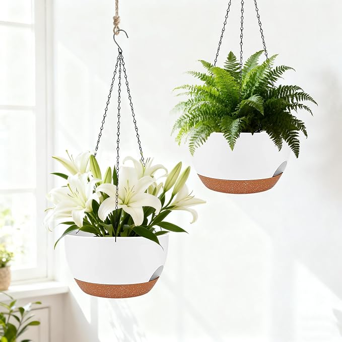 Set of 2-8 Inch Self Watering Hanging Planters - Image 5