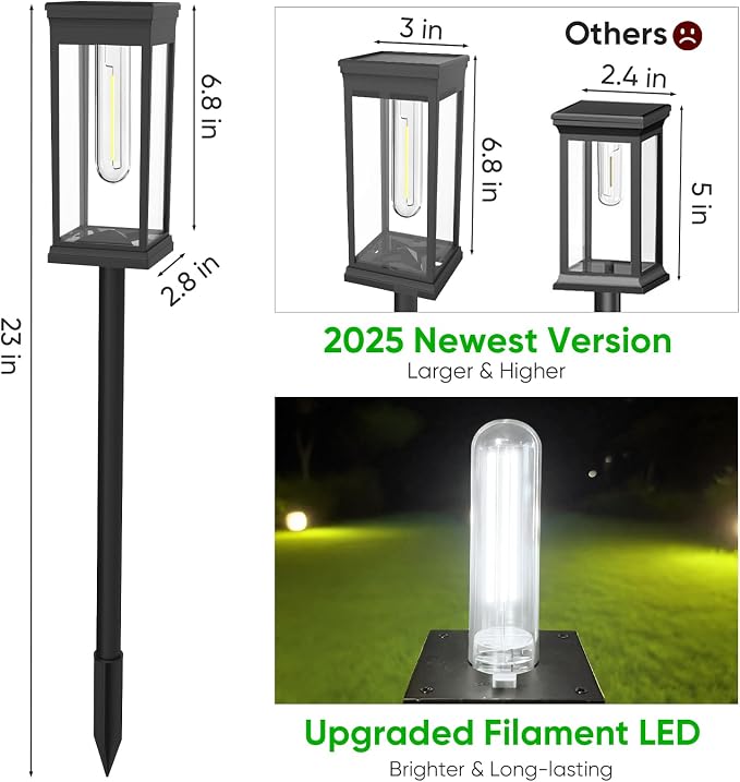 8 Pack Solar Pathway Lights Outdoor, IP65 Waterproof - Image 5