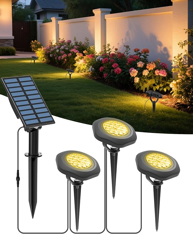 CORESLUX Solar Spot Lights Outdoor Waterproof IP68, 3-in-1 LED Warm Light Solar by CORESLUX