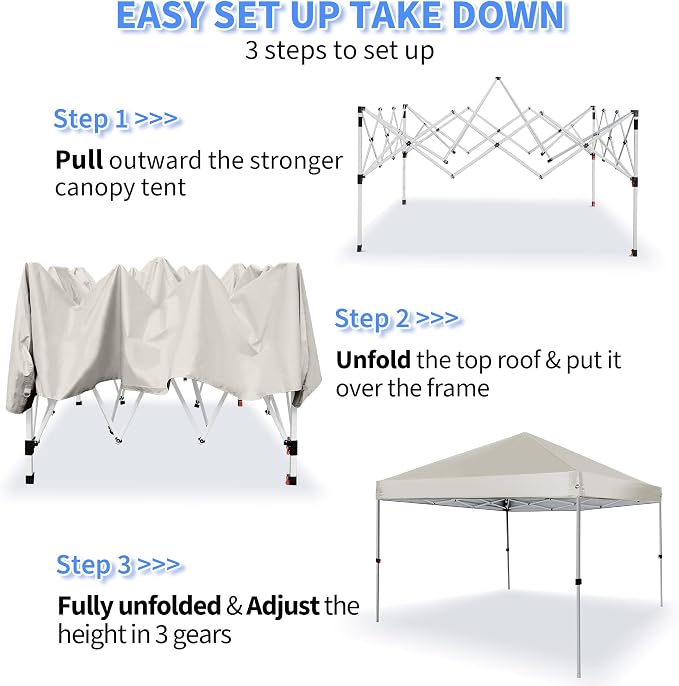 Pop Up Canopy Tent 8X8 FT, Easy Set-up Sade, Instant Shelter w/Canopy Cover - Image 5