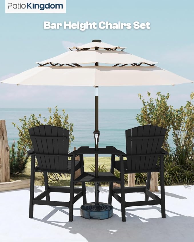 Tall Adirondack Chairs Set of 2, Bar Height HDPE Deck Chairs - Image 6