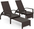 Tangkula Lounge Chair Outdoor Set of 2, Patio Rattan Chaise Lounge by TANGKULA