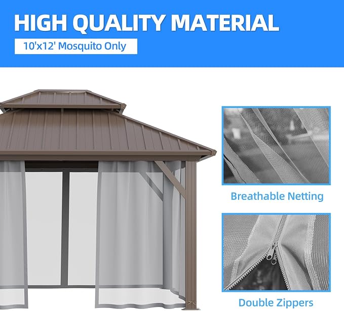 MELLCOM Gazebo Universal Replacement Privacy Netting, Outdoor 4-Panels Sidewall - Image 7