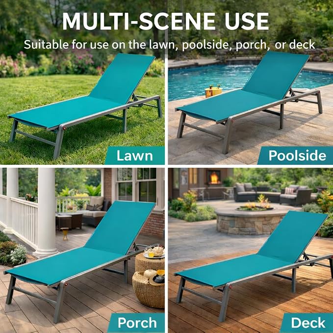 Kozyard Outdoor Foldable Lounge Chair, Aluminum Frame Patio Lounger - Image 7