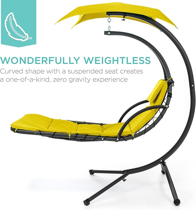 Best Choice Products Outdoor Hanging Curved Steel Chaise Lounge Chair Swing - Image 3