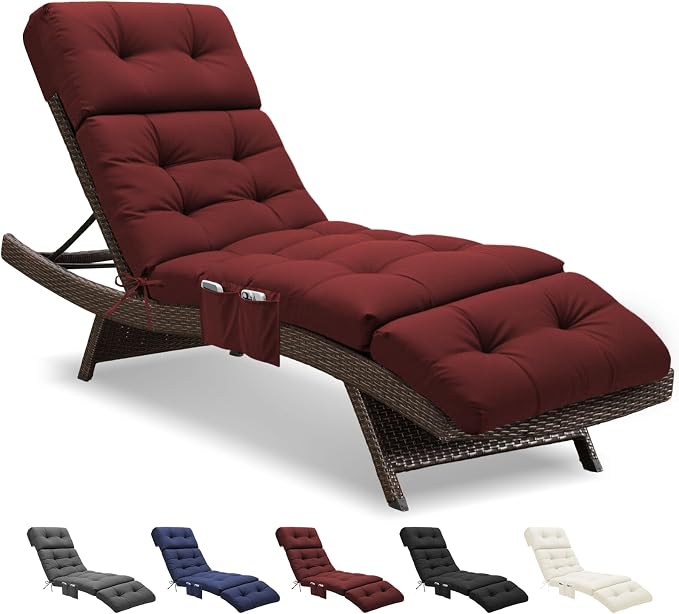 Outdoor Chaise Lounge Chair Cushion Waterproof 74.4 x 22 x 4.7 Inches Lounge by Unknown