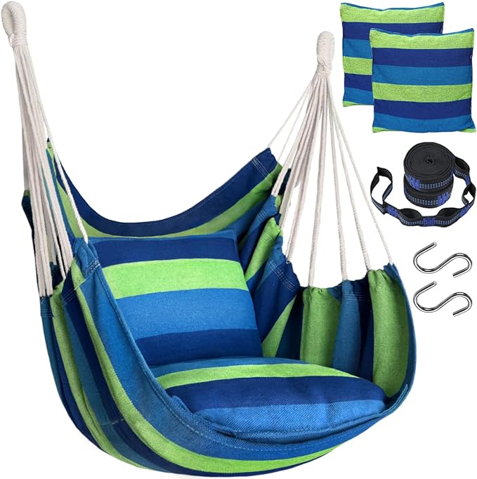 Halalona Hammock Chair Hanging Hammock Chair Rope Swing 2 Cushions by Halalona