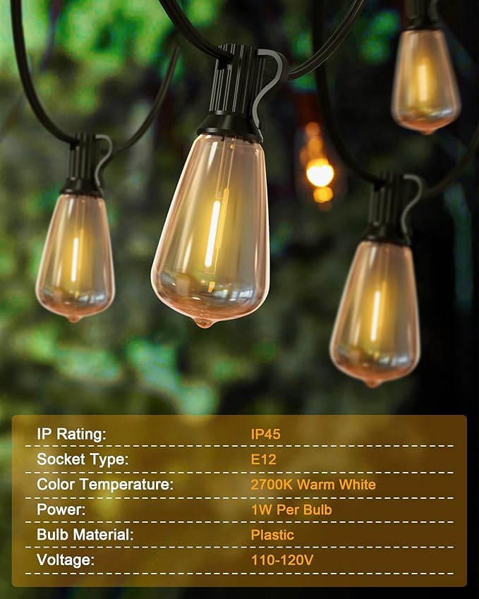 200FT LED Outdoor String Lights, 2700K LED Patio Lights Outdoor Waterproof - Image 4