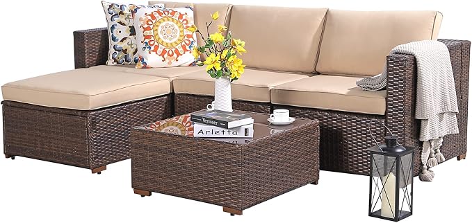 Patiorama 5 Piece Outdoor Patio Furniture Set, Outdoor Sectional Conversation - Image 2