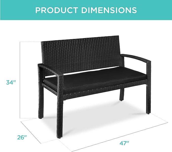 Best Choice Products Outdoor Bench 2-Person Wicker Garden Patio Benches Seating - Image 2