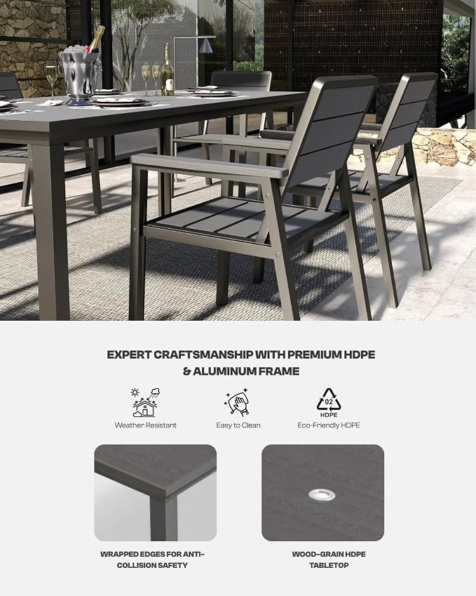 Outdoor Dining Set for 6, Patio Table and Chairs Set - Image 3