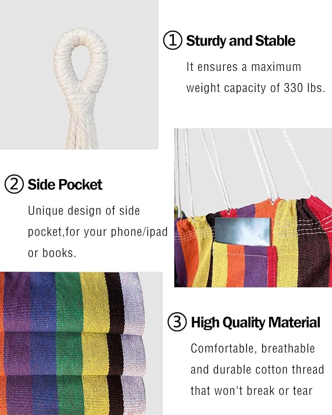 Halalona Hammock Chair Hanging Hammock Chair Rope Swing 2 Cushions - Image 4