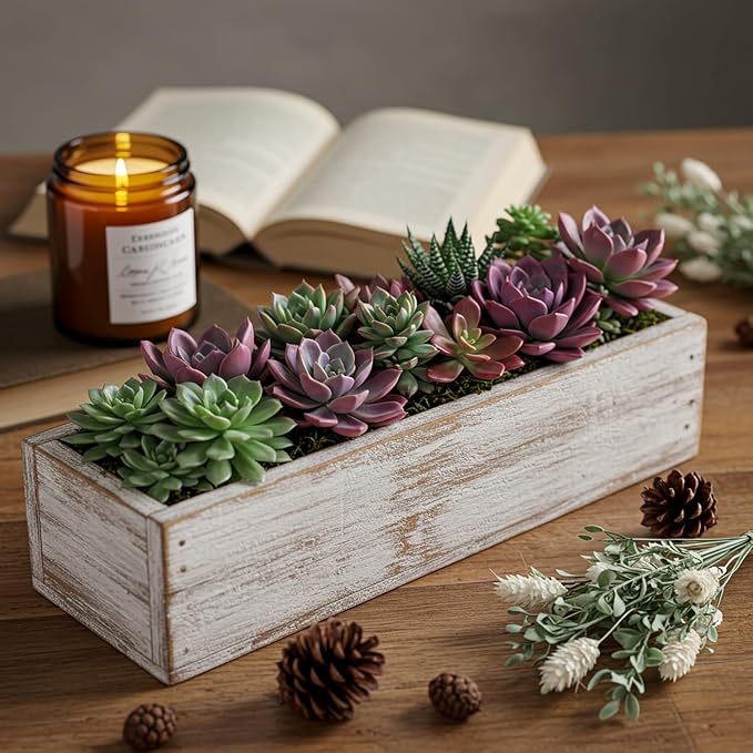 Dandat 1 Set Wood Boxes for Centerpieces 12x4 Inch Rectangle Wooden Planter Box - Image 4