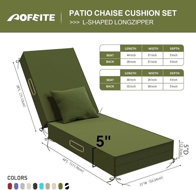 Outdoor Water-Resistant Olefin Chaise Lounge Cushions - Image 2