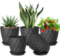 7 inch Plant Pots for Indoor Outdoor Plants, 5 Pack Thick Flower Pots by Meowell