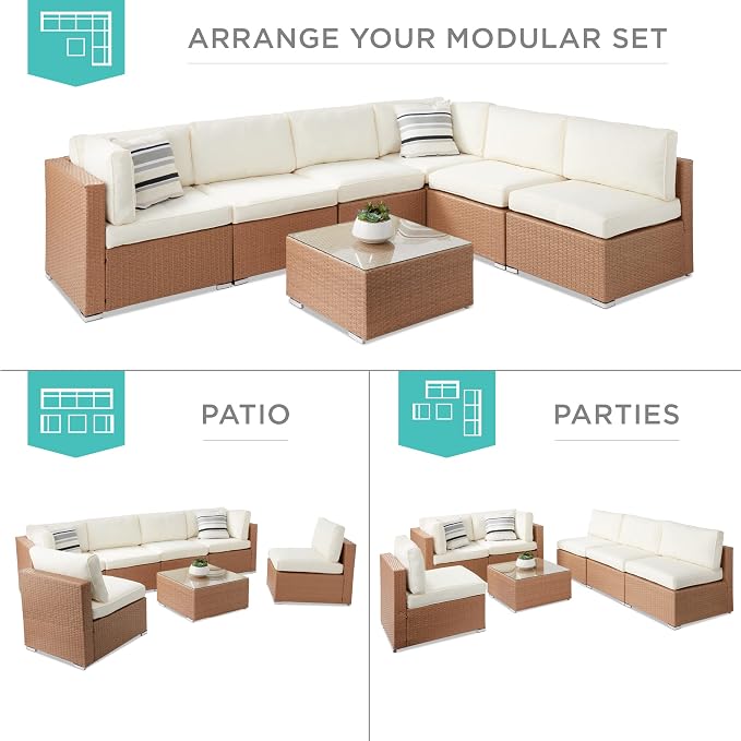 Best Choice Products 7-Piece Modular Outdoor Sectional Wicker Patio - Image 2