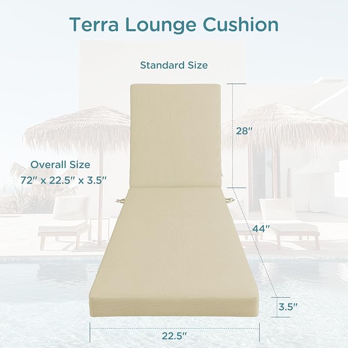 Codi Outdoor Lounge Chair Cushion, Chaise Cushions - Image 3