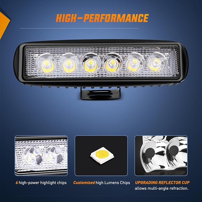 Nilight Led Light Bar 2PCS 18w Spot Driving Fog Light Led Pods Off Road Lights - Image 3