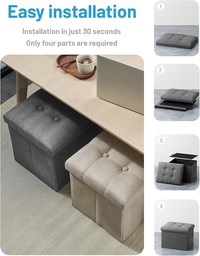 AmasSmile Light Gray Ottoman - Image 6