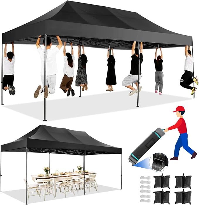 COBIZI 10x20 Pop up Canopy Tent Heavy Duty Without Sidewalls, Easy Set-up by COBIZI