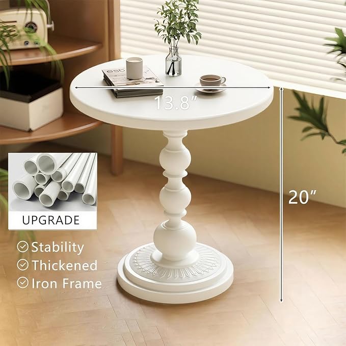 Metal Small End Table, Vintage Matte Black Round Side Table Nightstand - Image 3