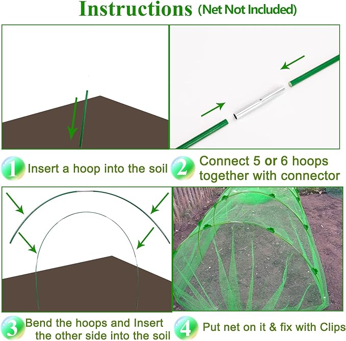 Greenhouse Hoops Grow Tunnel 6 Sets of 8FT Long Garden Hoops, Rust-Free - Image 5