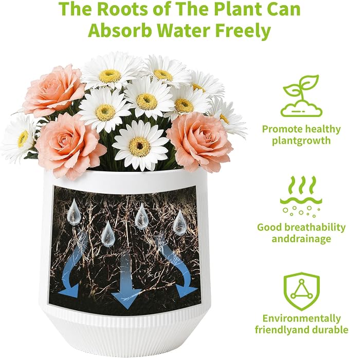 Plant Pots，Set of 3 Plastic Pots - Image 4