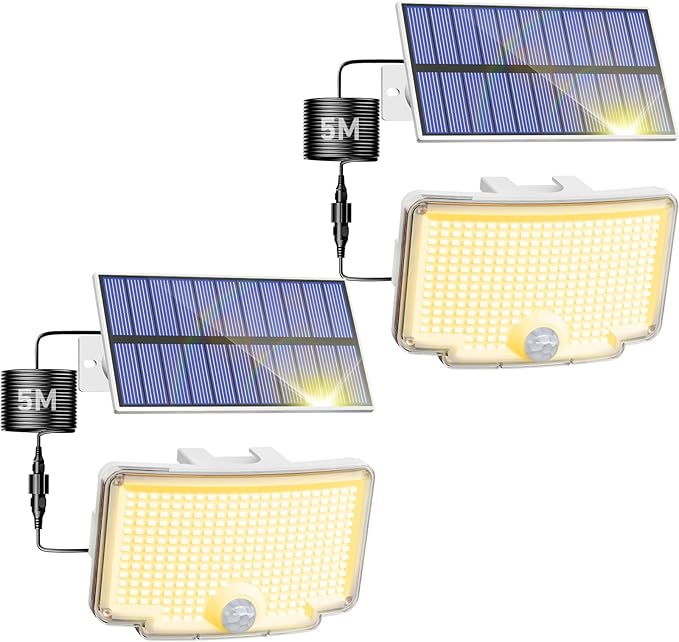 Peasur 2 Pack Solar Motion Lights Outdoor, 318 LED Solar Security Light by Peasur