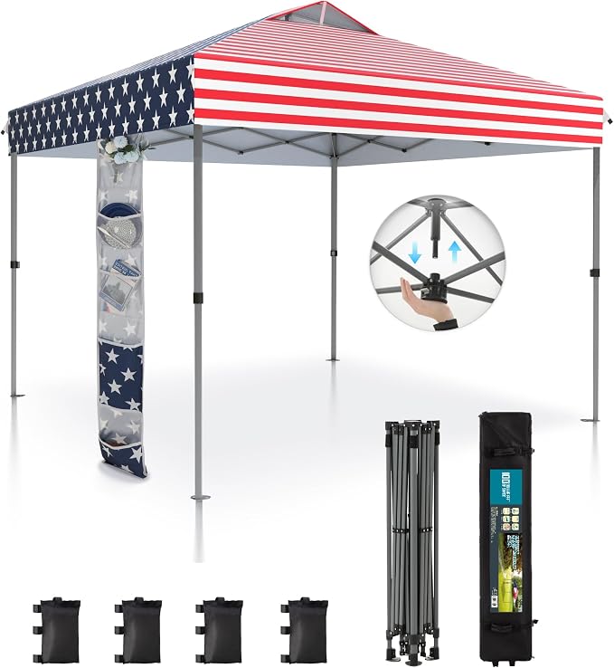 Sophia & William Canopy Tent Pop Up 10x10 ft, One Person Push Set Up Tent by SophiaWilliam
