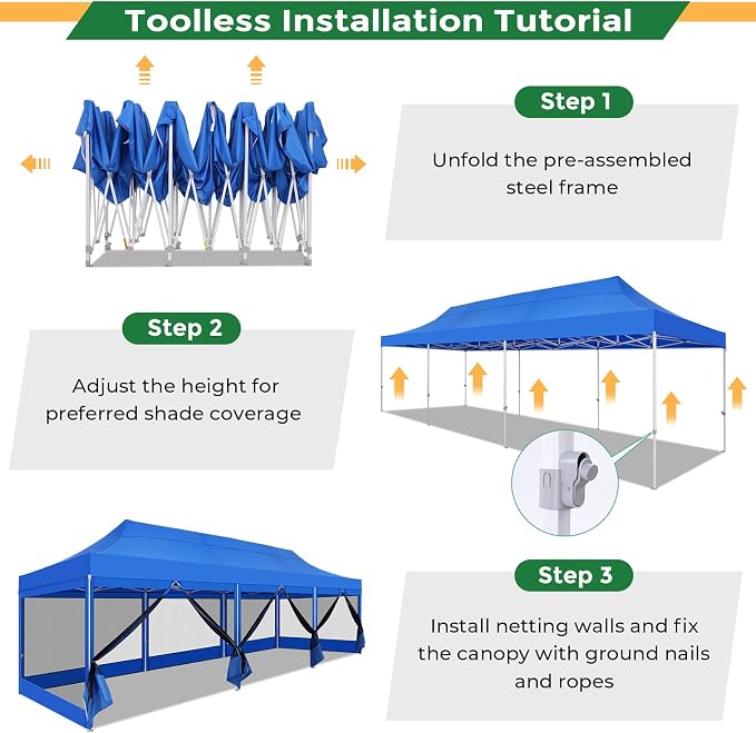 COBIZI 10x30 Heavy Duty Pop Up Canopy - Image 7