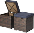 DORTALA Outdoor Storage Ottoman Wicker 2 Piece, Patio Ottomans PE Rattan Foot by DORTALA