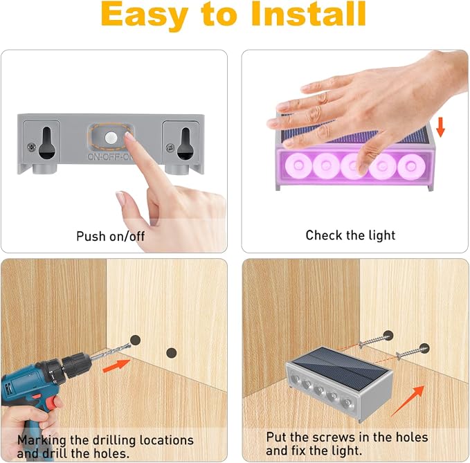 T-SUN Solar Step Lights for Outside 6 Pack Color Changing Solar Step Lights - Image 7
